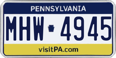 PA license plate MHW4945