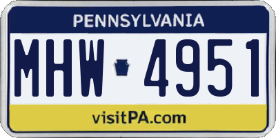 PA license plate MHW4951