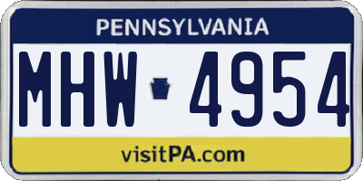 PA license plate MHW4954