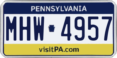 PA license plate MHW4957