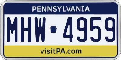 PA license plate MHW4959