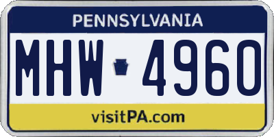 PA license plate MHW4960