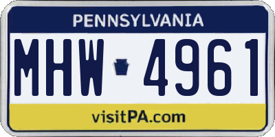 PA license plate MHW4961