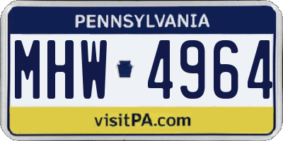 PA license plate MHW4964