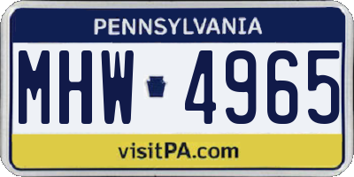 PA license plate MHW4965