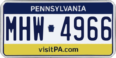 PA license plate MHW4966