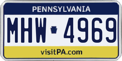 PA license plate MHW4969