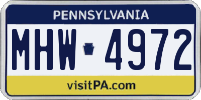 PA license plate MHW4972