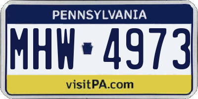 PA license plate MHW4973