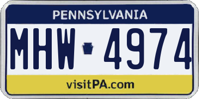 PA license plate MHW4974