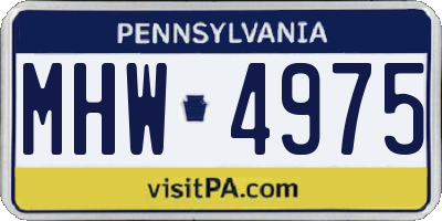 PA license plate MHW4975