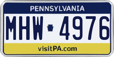 PA license plate MHW4976