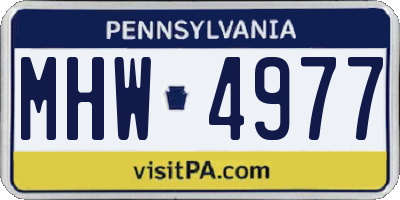 PA license plate MHW4977