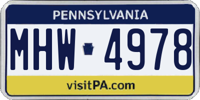 PA license plate MHW4978