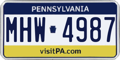 PA license plate MHW4987