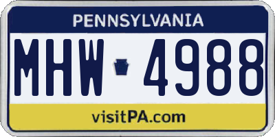 PA license plate MHW4988