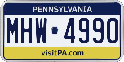 PA license plate MHW4990