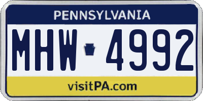 PA license plate MHW4992