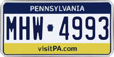 PA license plate MHW4993