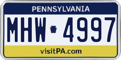 PA license plate MHW4997