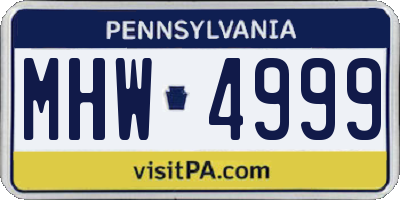 PA license plate MHW4999