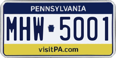 PA license plate MHW5001