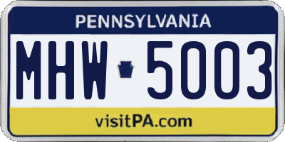PA license plate MHW5003