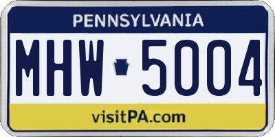 PA license plate MHW5004