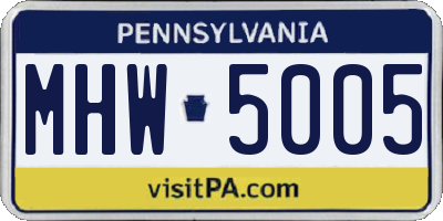 PA license plate MHW5005