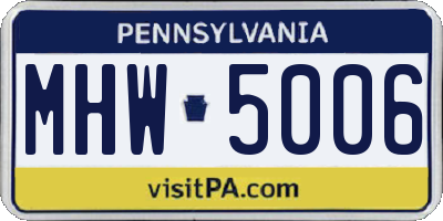 PA license plate MHW5006