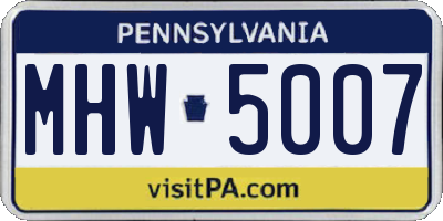 PA license plate MHW5007