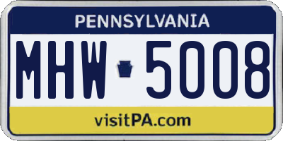 PA license plate MHW5008