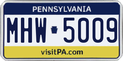 PA license plate MHW5009