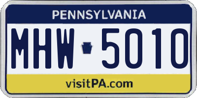 PA license plate MHW5010