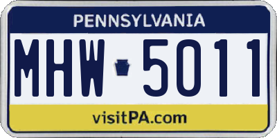 PA license plate MHW5011