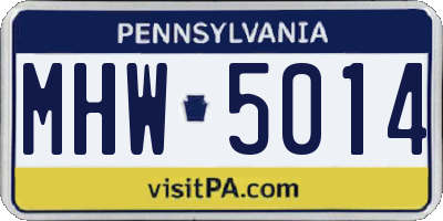 PA license plate MHW5014