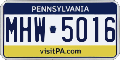 PA license plate MHW5016
