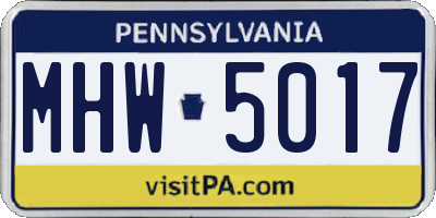 PA license plate MHW5017