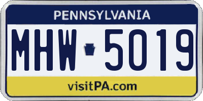 PA license plate MHW5019