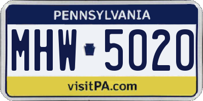 PA license plate MHW5020