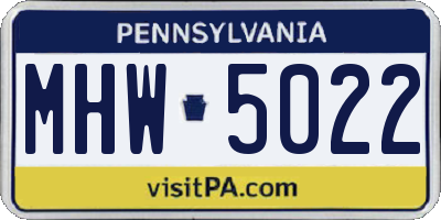 PA license plate MHW5022