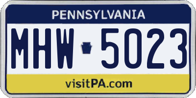 PA license plate MHW5023