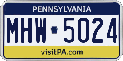 PA license plate MHW5024