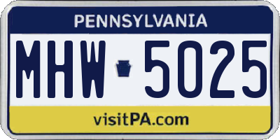 PA license plate MHW5025