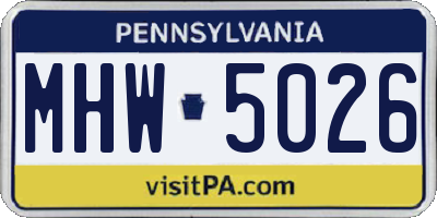 PA license plate MHW5026