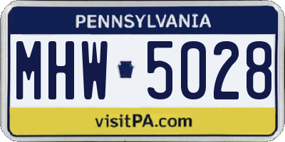 PA license plate MHW5028