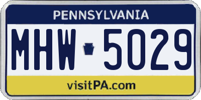 PA license plate MHW5029