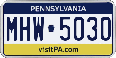 PA license plate MHW5030
