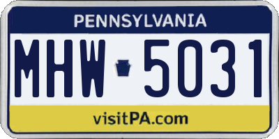 PA license plate MHW5031