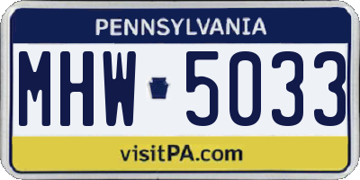 PA license plate MHW5033